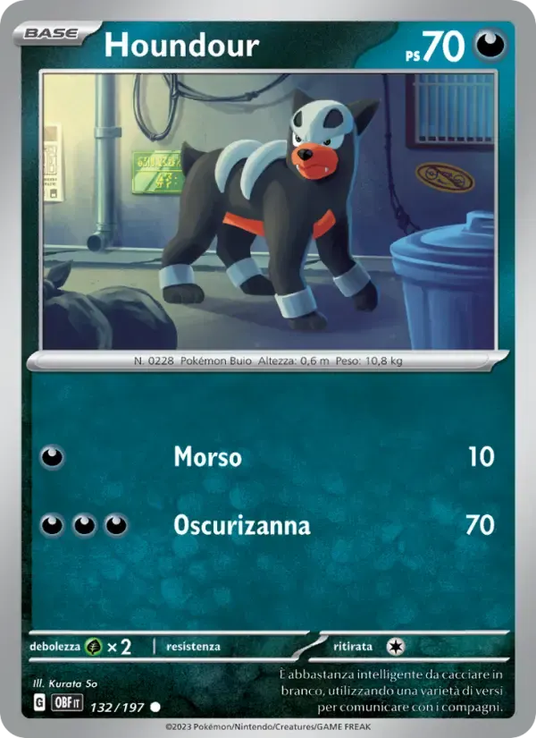 Houndour — Ossidiana Infuocata 132 Italian Pokémon card