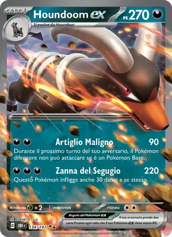 Houndoom-ex — Ossidiana Infuocata 134 Italian Pokémon card