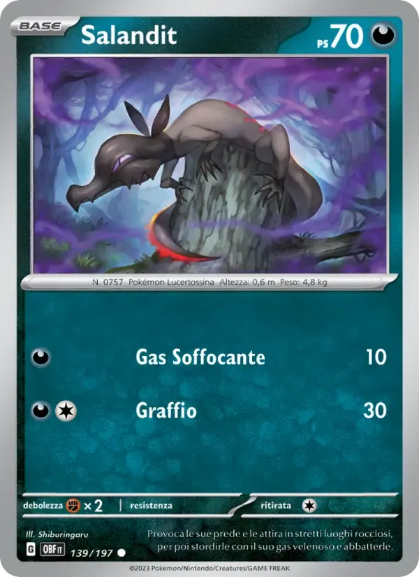 Salandit — Ossidiana Infuocata 139 Italian Pokémon card