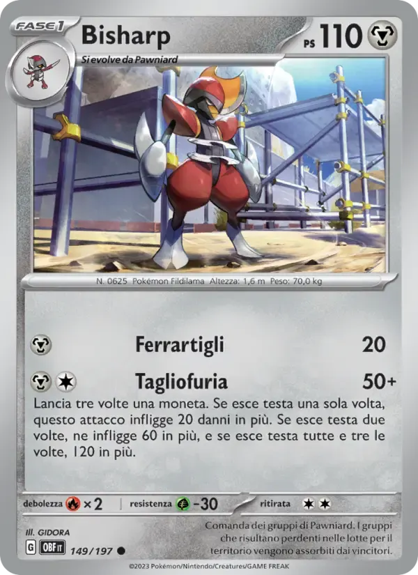 Bisharp — Ossidiana Infuocata 149 Italian Pokémon card