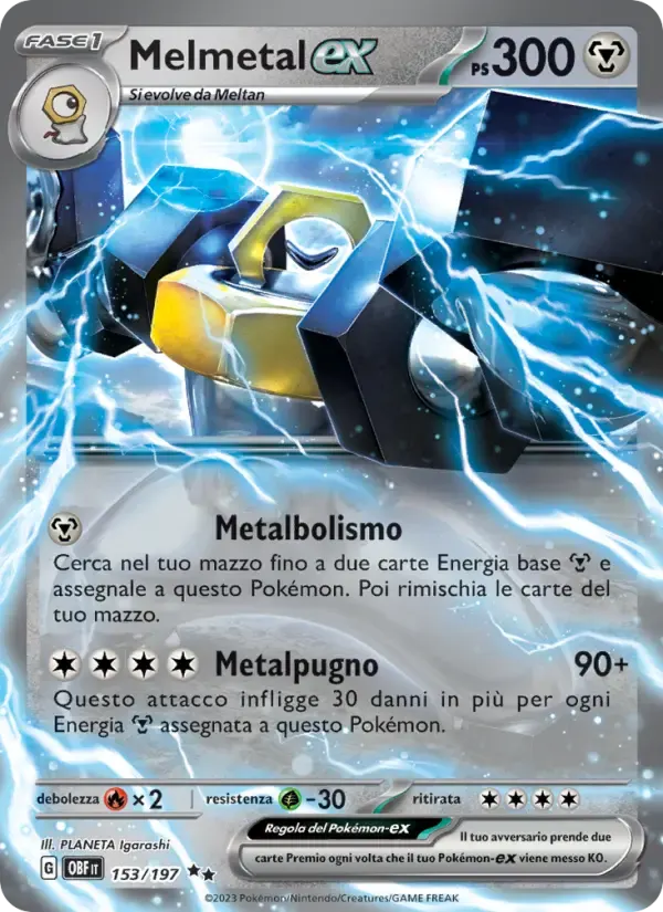 Melmetal-ex — Ossidiana Infuocata 153 Italian Pokémon card