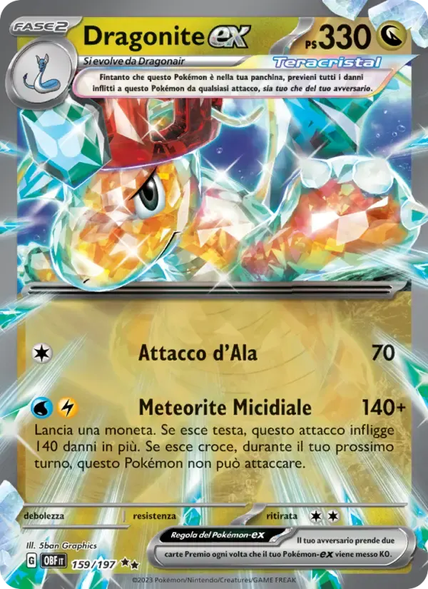 Dragonite-ex — Ossidiana Infuocata 159 Italian Pokémon card