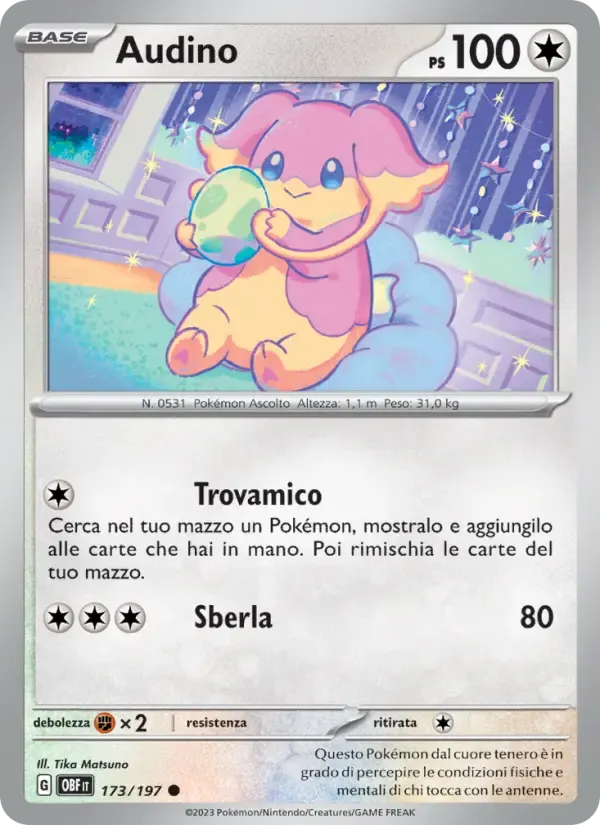 Audino — Ossidiana Infuocata 173 Italian Pokémon card