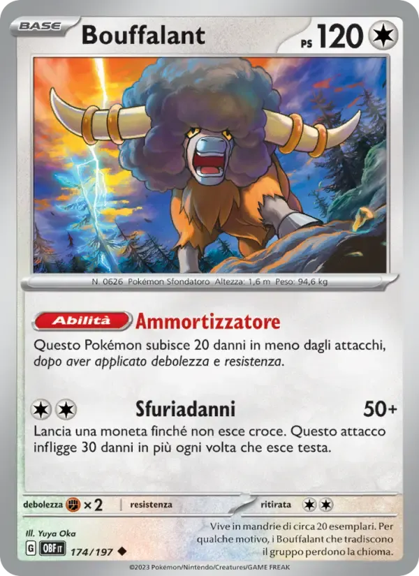 Bouffalant — Ossidiana Infuocata 174 Italian Pokémon card
