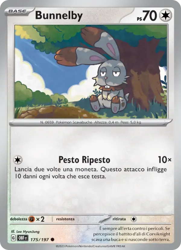 Bunnelby — Ossidiana Infuocata 175 Italian Pokémon card