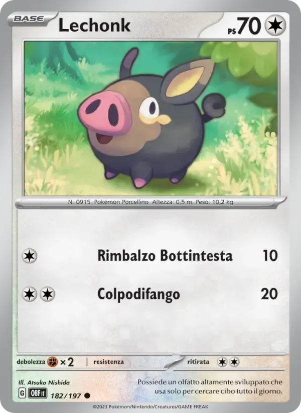 Lechonk — Ossidiana Infuocata 182 Italian Pokémon card
