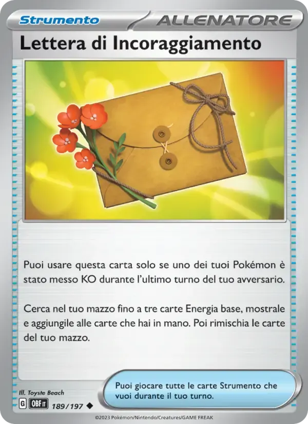 Lettera di Incoraggiamento — Ossidiana Infuocata 189 Italian Pokémon card