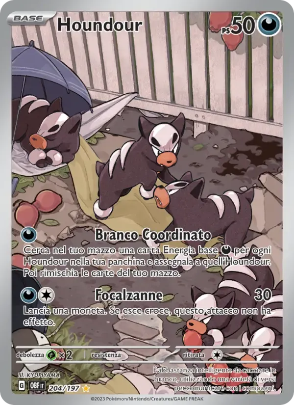 Houndour — Ossidiana Infuocata 204 Italian Pokémon card