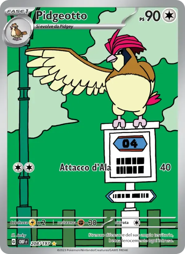 Pidgeotto — Ossidiana Infuocata 208 Italian Pokémon card