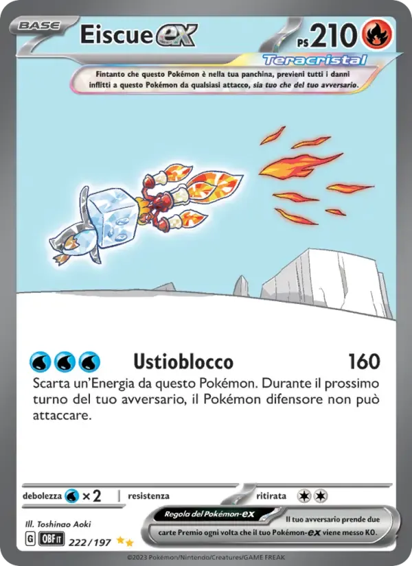 Eiscue-ex — Ossidiana Infuocata 222 Italian Pokémon card