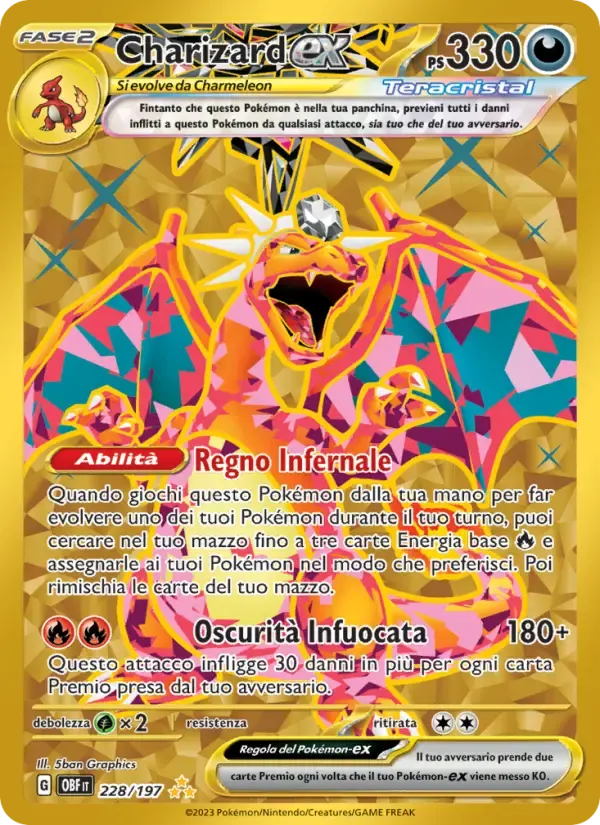 Charizard-ex — Ossidiana Infuocata 228 Italian Pokémon card