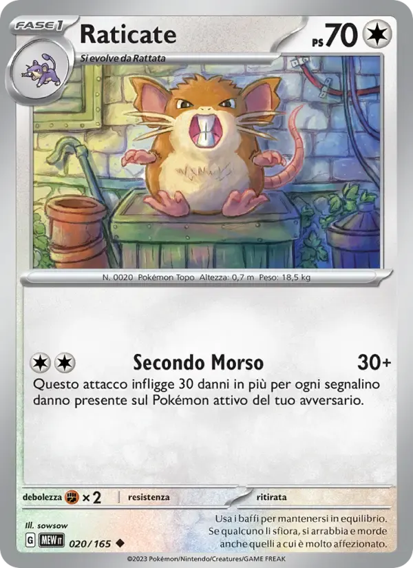 Raticate — 151 20 Italian Pokémon card