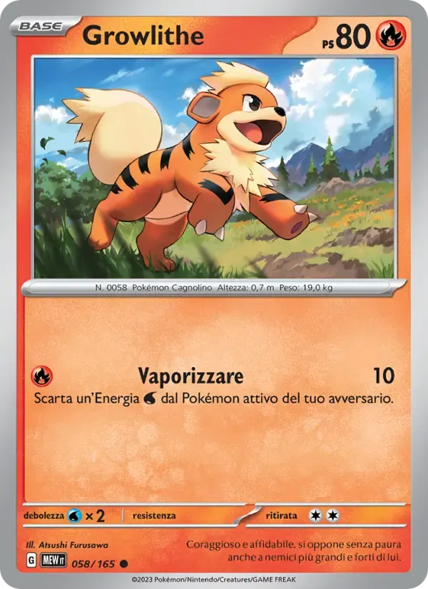 Growlithe — 151 58 Italian Pokémon card