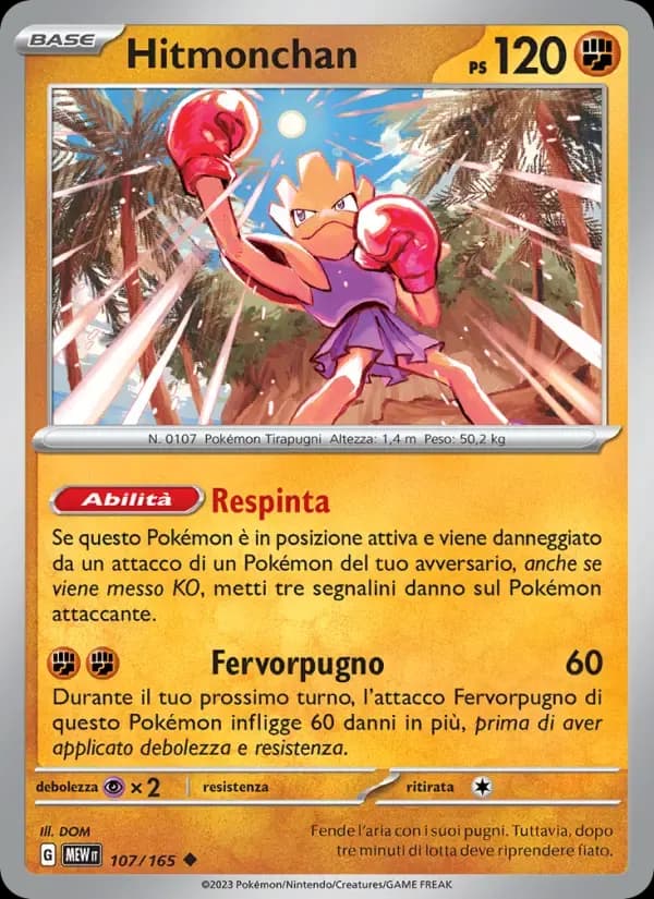 Hitmonchan — 151 107 Italian Pokémon card