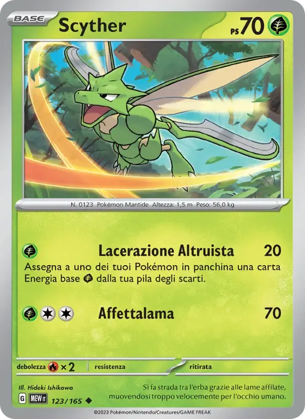 Scyther — 151 123 Italian Pokémon card