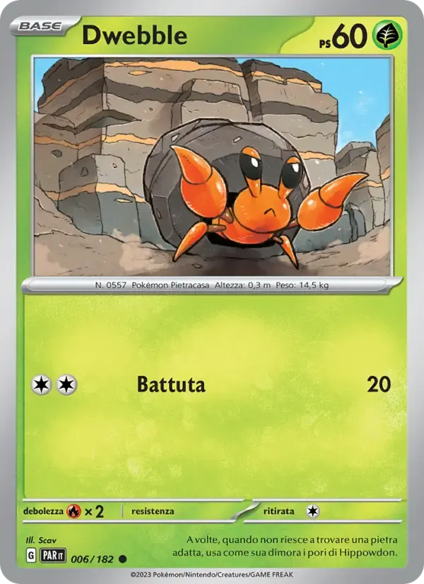 Dwebble — Paradosso Temporale 6 Italian Pokémon card