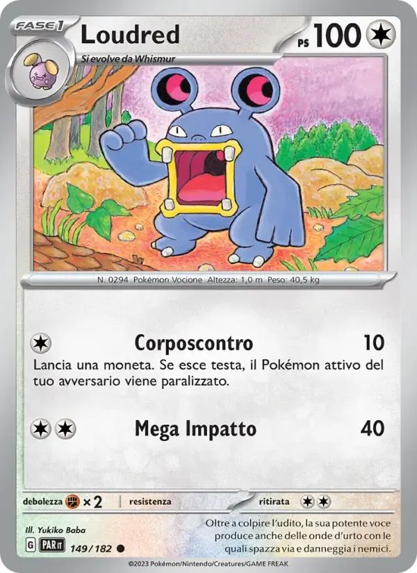 Loudred — Paradosso Temporale 149 Italian Pokémon card