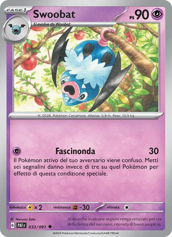 Swoobat — Destino di Paldea 33 Italian Pokémon card