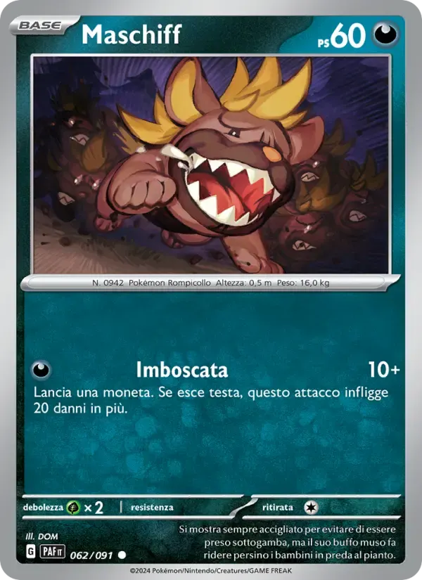 Maschiff — Destino di Paldea 62 Italian Pokémon card