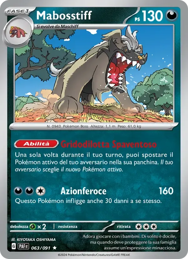 Mabosstiff — Destino di Paldea 63 Italian Pokémon card