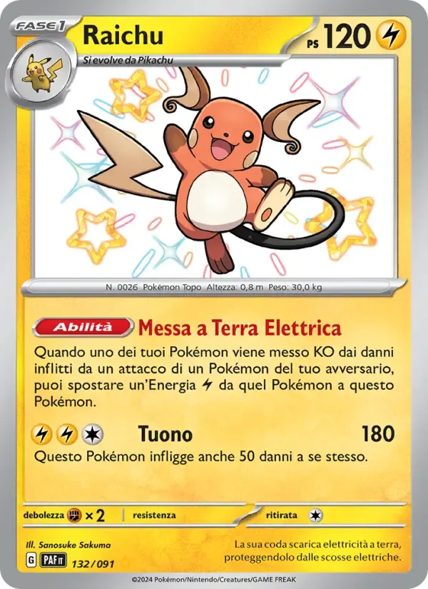 Raichu — Destino di Paldea 132 Italian Pokémon card