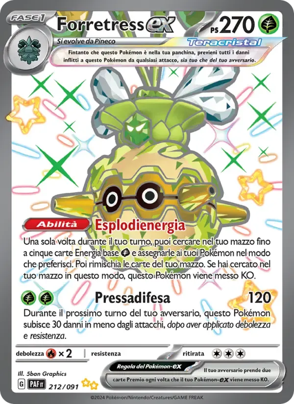 Forretress-ex — Destino di Paldea 212 Italian Pokémon card