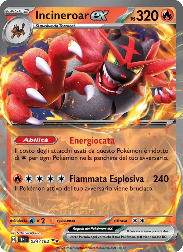 Incineroar-ex — Cronoforze 34 Italian Pokémon card