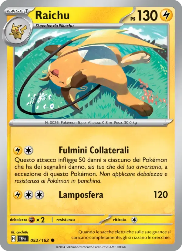 Raichu — Cronoforze 52 Italian Pokémon card