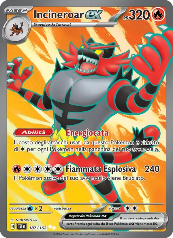 Incineroar-ex — Cronoforze 187 Italian Pokémon card