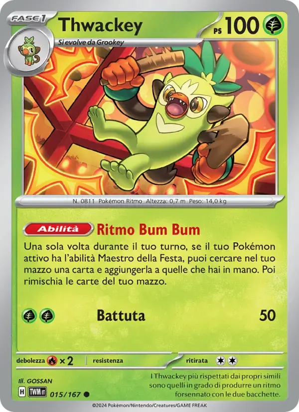 Thwackey — Crepuscolo Mascherato 15 Italian Pokémon card