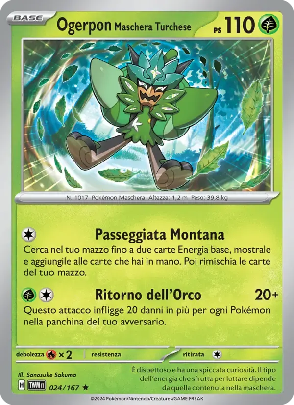 Ogerpon Maschera Turchese — Crepuscolo Mascherato 24 Italian Pokémon card
