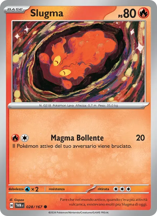 Slugma — Crepuscolo Mascherato 28 Italian Pokémon card