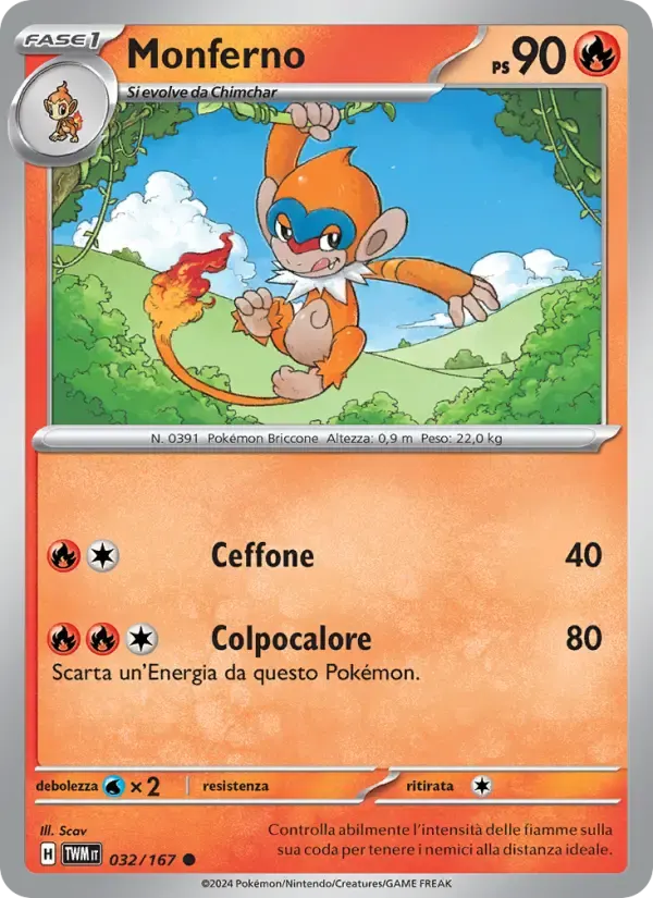 Monferno — Crepuscolo Mascherato 32 Italian Pokémon card