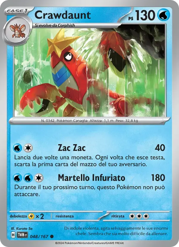 Crawdaunt — Crepuscolo Mascherato 48 Italian Pokémon card