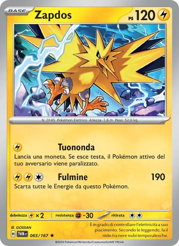 Zapdos — Crepuscolo Mascherato 65 Italian Pokémon card
