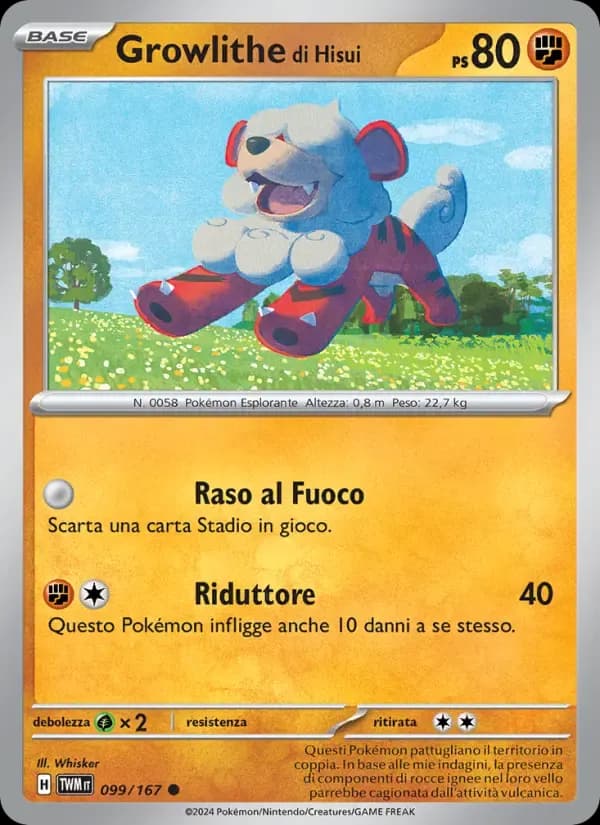 Growlithe di Hisui — Crepuscolo Mascherato 99 Italian Pokémon card
