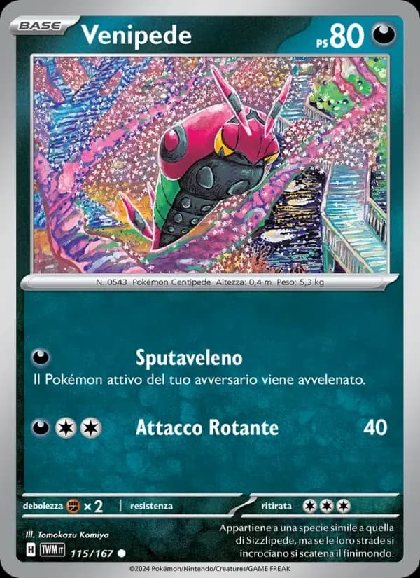 Venipede — Crepuscolo Mascherato 115 Italian Pokémon card