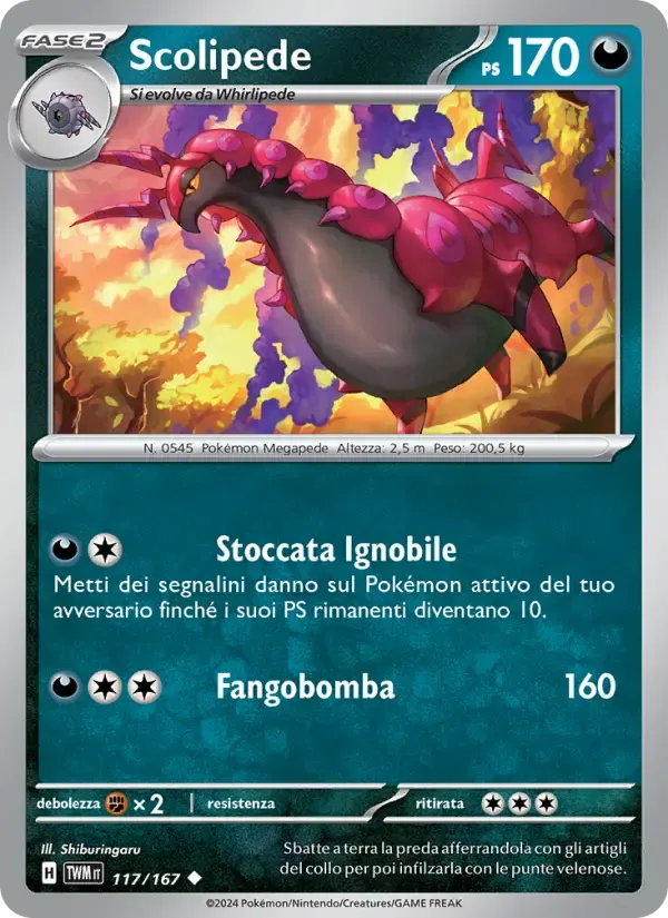 Scolipede — Crepuscolo Mascherato 117 Italian Pokémon card