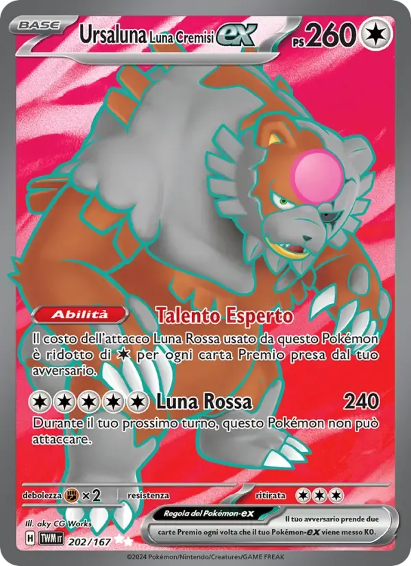 Ursaluna Luna Cremisi-ex — Crepuscolo Mascherato 202 Italian Pokémon card