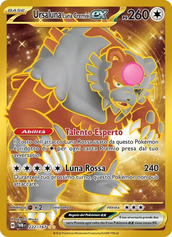 Ursaluna Luna Cremisi-ex — Crepuscolo Mascherato 222 Italian Pokémon card