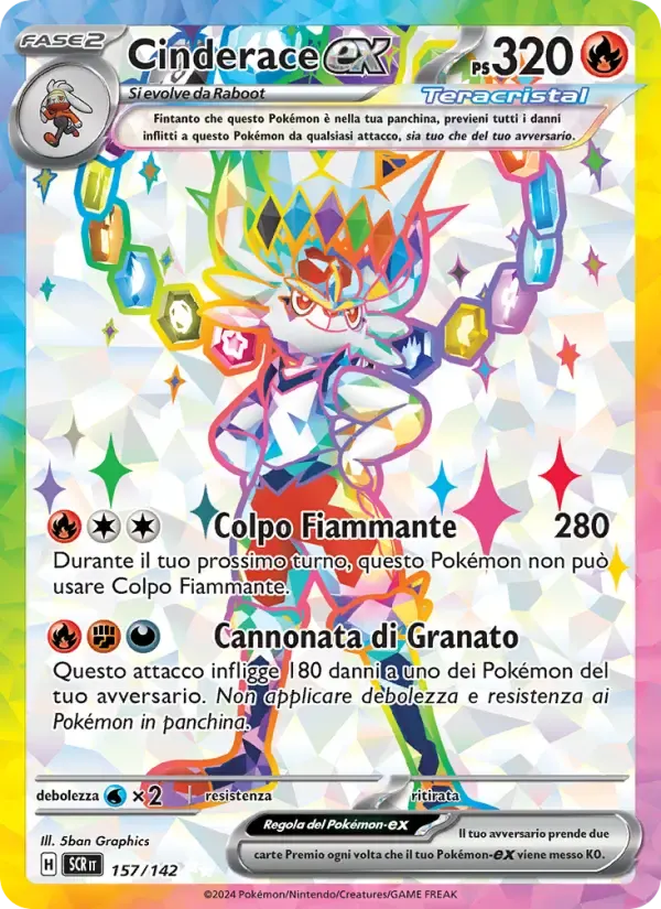Cinderace-ex — Corona Astrale 157 Italian Pokémon card