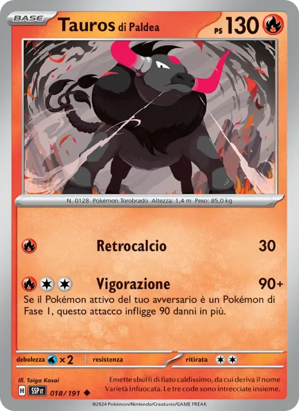 Tauros di Paldea — Scintille Folgoranti 18 Italian Pokémon card
