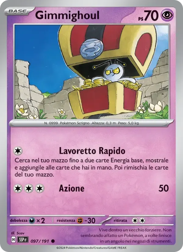 Gimmighoul — Scintille Folgoranti 97 Italian Pokémon card
