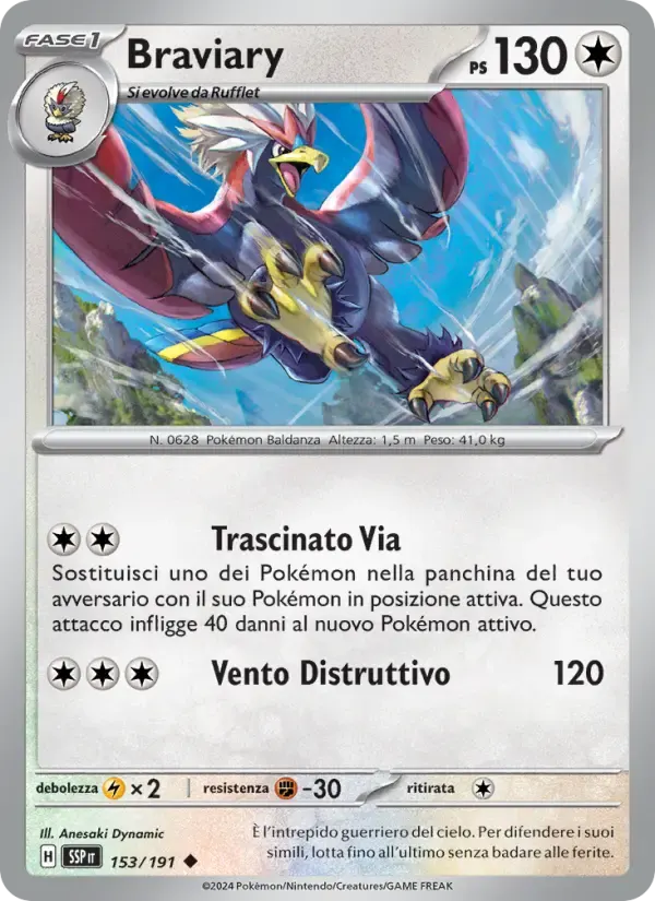 Braviary — Scintille Folgoranti 153 Italian Pokémon card