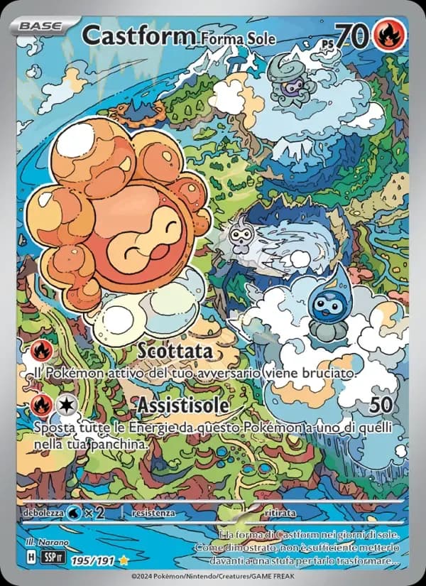 Castform Forma Sole — Scintille Folgoranti 195 Italian Pokémon card