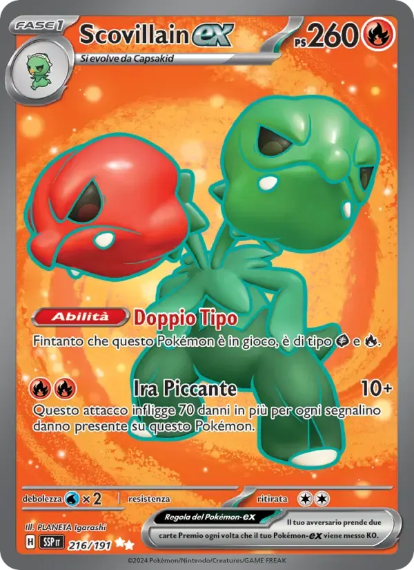 Scovillain-ex — Scintille Folgoranti 216 Italian Pokémon card