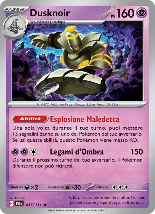 Dusknoir — Evoluzioni Prismatiche 37 Italian Pokémon card
