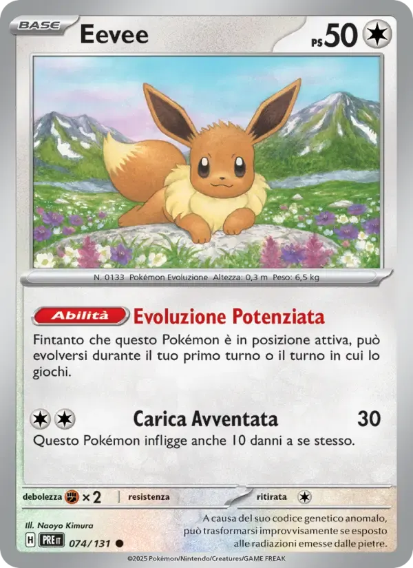 Eevee — Evoluzioni Prismatiche 74 Italian Pokémon card