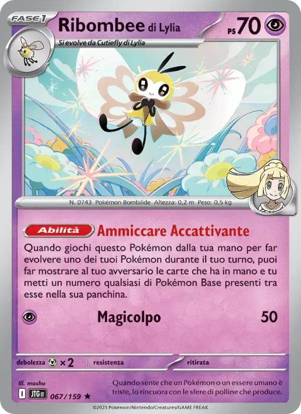 Ribombee di Lylia — Avventure Insieme 67 Italian Pokémon card