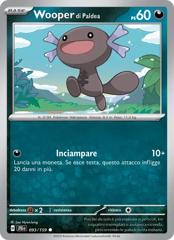 Wooper di Paldea — Avventure Insieme 93 Italian Pokémon card